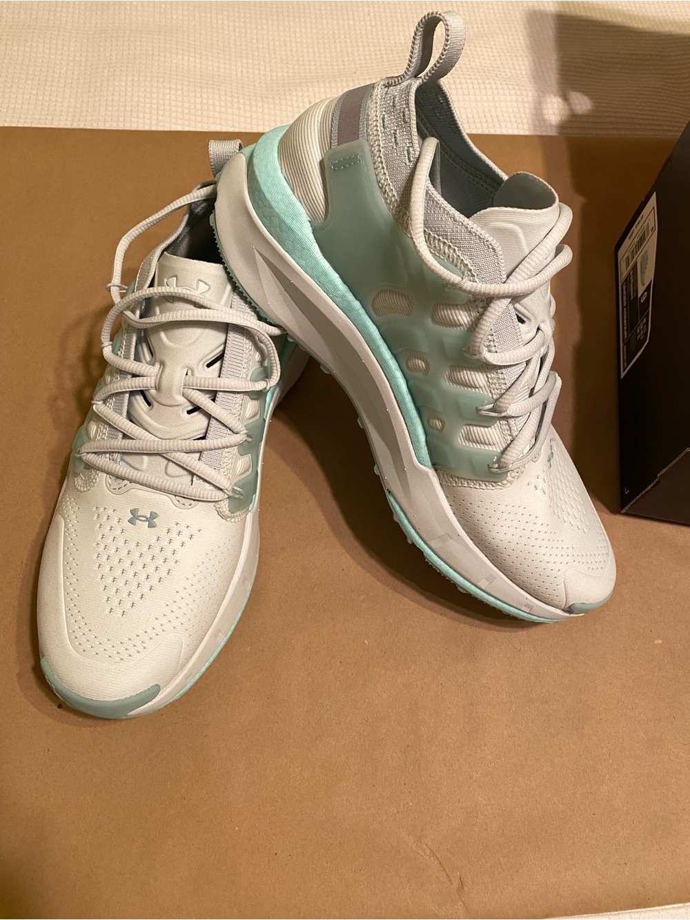 Under Armour Women's Light Gray and Mint Training Sneakers